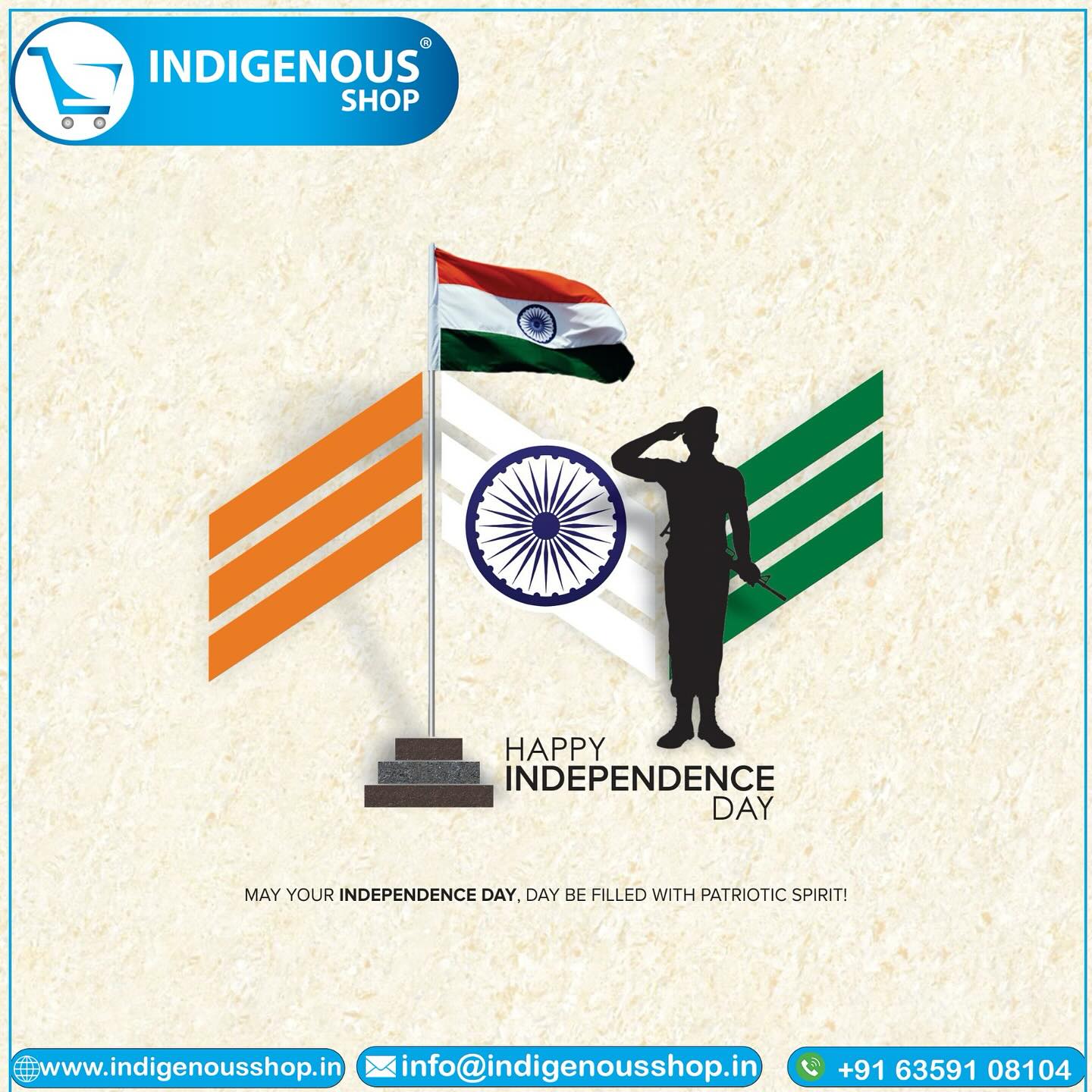आप सभी को स्वतंत्रता दिवस की हार्दिक शुभकामनाएं।
#IndigenousShop #ShopIndigenous #VocalForLocal #MadeInIndia #CelebrateWithIndigenousShop #HarGharTiranga #IndiaAt78 #LocalSeVocal #DeshKiPehchan #ShopIndianStyle