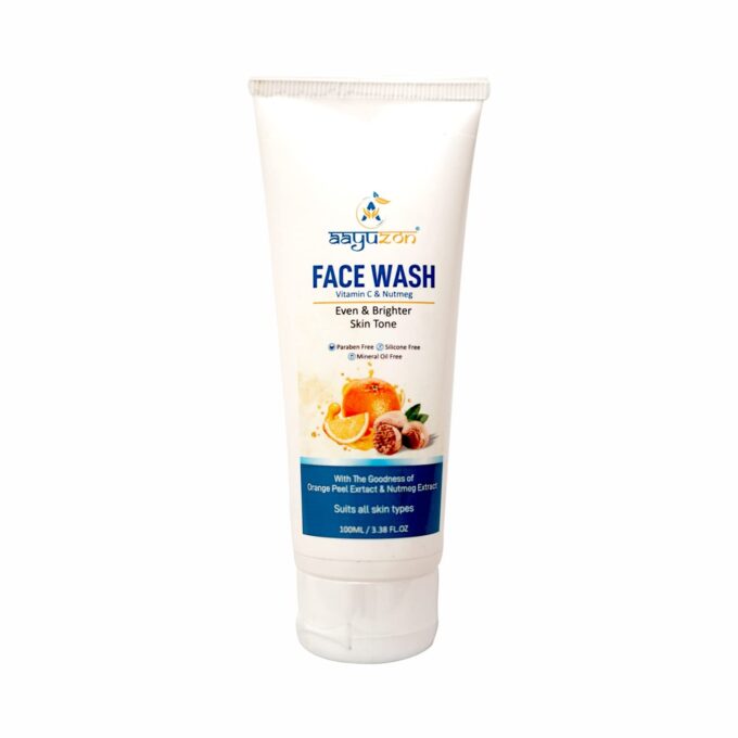 Aayuzon Vitamin C Face Wash for glowing skin with Orange Peel & Nutmeg Exctract | Skin Brightening, Helps Reduce Pigmentation - 100ml