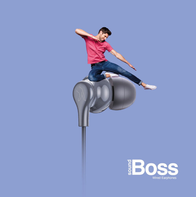 FINGERS SoundBoss Wired Earphones with in-Built Mic, Sturdy Cable and L-Pin (Dark Silver)