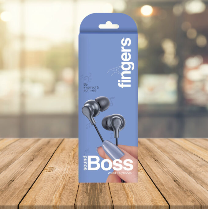 FINGERS SoundBoss Wired Earphones with in-Built Mic, Sturdy Cable and L-Pin (Dark Silver)
