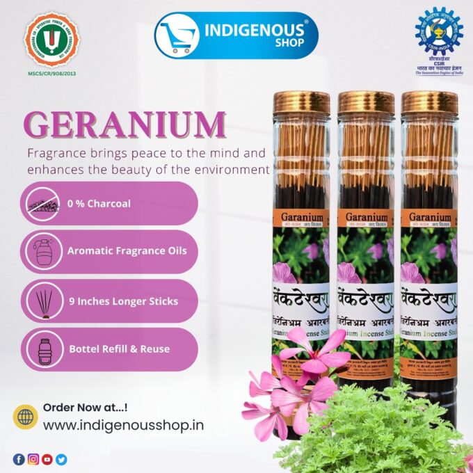 Geranium incense stick box – 100% natural and chemical-free